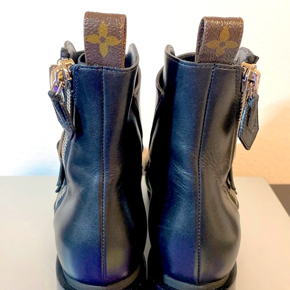 EUC [Louis Vuitton] Pointed Jumble Bootie Boots Black Leather Womens Sz 37, US 7 - Picture 6 of 14